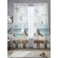 thumbnail image 2 of Coastal Seagull Sheer Curtains 84 Inch Length 2 Panels Set, Summer Beach Ocean Birds Retro Voile Window Treatment Rod Pocket Curtains Sheers Drapes for Bedroom/Living Room/Kitchen 52"x84"x2, 2 of 7