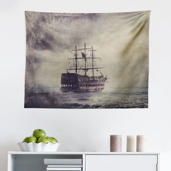 Mountain Range Tapestry, Pastoral Nature Snowy Alps Peaks with Lake Creek River Idyllic Spring Scene, Fabric Wall Hanging Decor for Bedroom Living Room Dorm, 2 Sizes, Green White, by Ambesonne