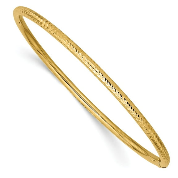 14K Yellow Gold bracelet Bangle Diamond-cut 8 in 3 mm