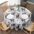 thumbnail image 3 of Gray Highland Cow Hummingbird Pattern Round Tablecloth 60"x60",Wrinkle Wipeable Table Cloth for Kitchen Dining Room Picnic Patio Party, 3 of 6