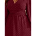 thumbnail image 2 of AURA Women's Plus Size Fall Wedding Guest Dress Wrap V Neck Swiss Dot Lantern Long Sleeve Swing Boho Casual Dresses, 2 of 6