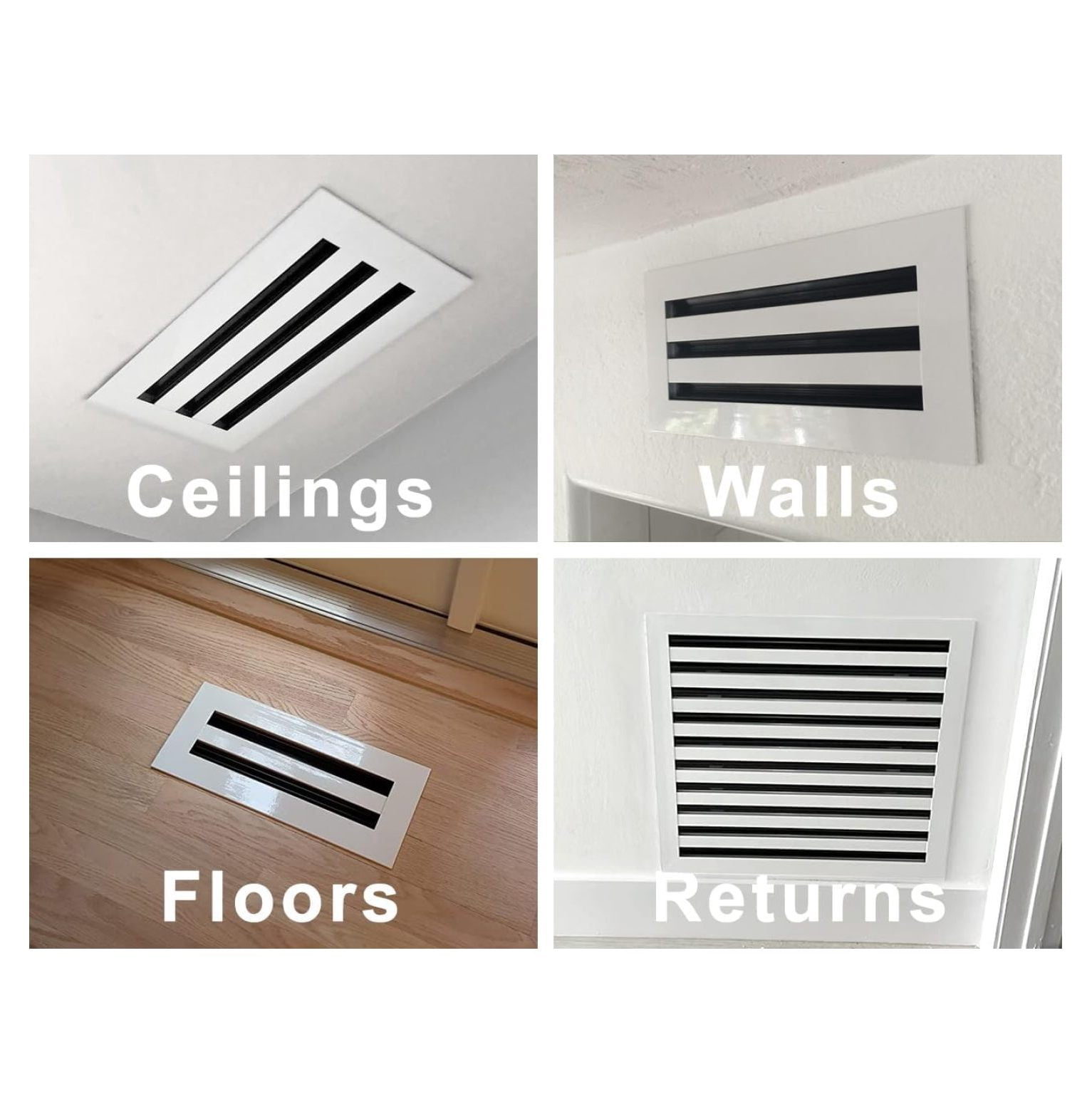 - 12" Slot Diffuser - (2 Slot) Double Slot - White Decorative Aluminum - Heating and Cooling Modern Vent Cover for Ceiling, Walls & Floors - Texas