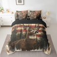thumbnail image 3 of Homewish Brown Moose Deer Bedding Comforter Set 7pcs for Adult, Rustic Farmhouse Queen Bedding Sets, Western US Flag Reversible Queen Sheet Sets, Lightweight Room Decor, 3 of 8