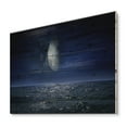 thumbnail image 2 of Designart 'Full Moon Night Over Dark Ocean' Nautical & Coastal Print on Natural Pine Wood, 2 of 5