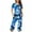 1-12-Blue, variant on Womens Summer Pajamas Capri Sets Green Lightweight Plus Size Floral Short Sleeve with Pockets Button 2 Piece Loungewear S