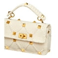 thumbnail image 4 of Valentino Garavani Roman Stud Large Shoulder Bag Ivory Knit Cashmere, 4 of 6