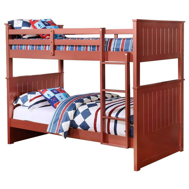 Twin Over Bunk Bed In Red, Bunk Beds Red
