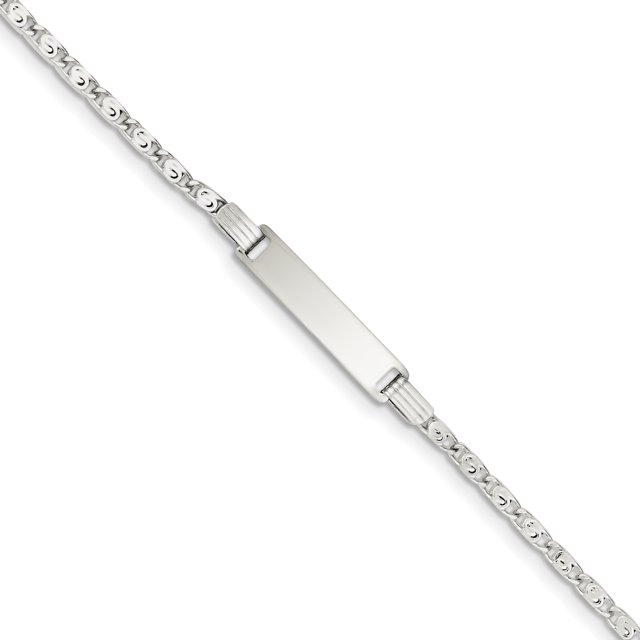 925 Sterling Silver 6 Inch Engraveable Childrens Name Bar Identification Id Bracelet