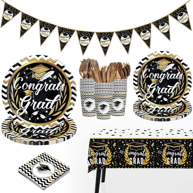 KatchOn, Graduation Plates and Napkins 2024 - Set of 25 | Congrats Grad Plates and Napkins, Graduation Cups, Graduation Tablecloth | Graduation Party Supplies | Graduation Decorations Class of 2024