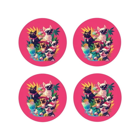 

Leather Coasters with Heat-resistant for Drinks Cool French Bulldog No.134 -标题2 Round Shape
