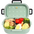 thumbnail image 1 of Lunchlåda, 1000 ML Bentolåda med 2 fack, Säker läckagesäker miljövänlig lufttät lunchlåda, för picknick, skola, arbete, kontor, 1 of 5