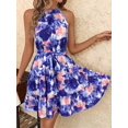 thumbnail image 4 of Purple Clasi Halter Tie Waist A-Line Dress, Suitable For Vacation Vacation, 4 of 7