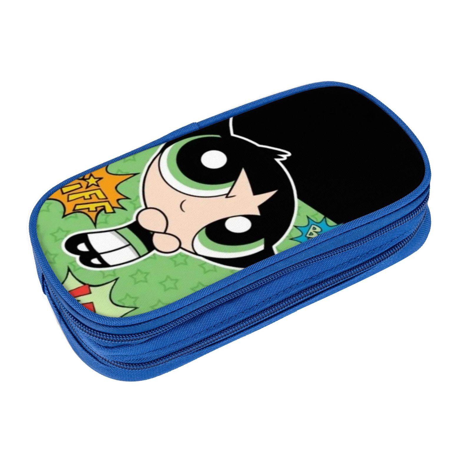 The Powerpuff Gi-rls Pencil Case Large Capacity Pencil Pouch Penbag Office Stationery Organizer Travel Makeup Bag Blue