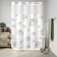 thumbnail image 6 of No Hook Shower Curtain, White Conch Coastal Shower Curtains for Bathroom with See Through Top Window, Nautical Summer Beach Ocean Sea Waterproof & Washable Bath Curtain Extra Long 72"x96", 6 of 9