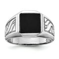 thumbnail image 1 of Solid 14k White Gold Men's Onyx Ring Band Size 9.5, 1 of 2