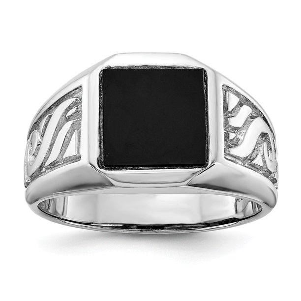 Jewels Solid 14k White Gold Men S Onyx Ring Band Size 8 Walmart Com Walmart Com