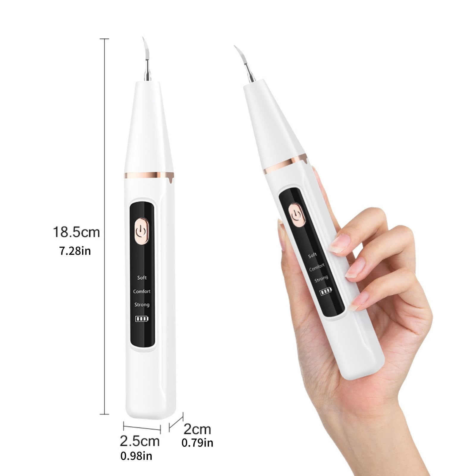 TAPDRA 37KHZ Dental Scaler With LED Light For Adults Teeth Cleaning Tartar Plaque Remover 3 Speed Levels White ABS