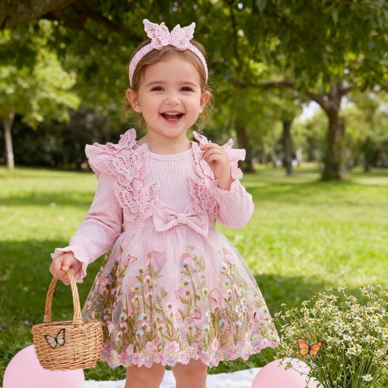 baby girl pink dress 3 6 months 3 6 9 12 18 24 Months Newborn Dress Flowers Mesh Fashion Party Little  Princess Baby Dress Christmas Birthday Gift Kids Clothes