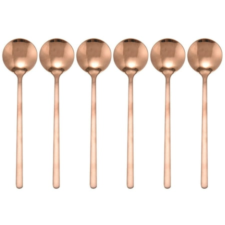 

ILIJIJO Stainless Steel 6Pcs Espresso Spoons Teaspoons for Coffee Sugar Dessert Cake Ice Cream Soup Antipasto (Rose Gold)