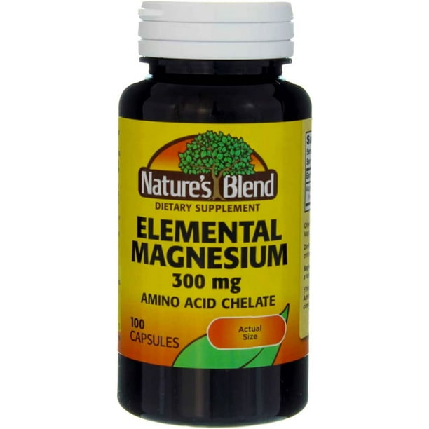 Nature’s Blend Elemental Magnesium Amino Acid Chelate 300mg Tablets Dietary Supplement 100 Ct
