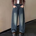 thumbnail image 2 of Girls Wide Leg Jeans Hip Hop Straight Denim Trousers Kids Bow Pattern Vintage Streetwear Denim Trousers, 2 of 5