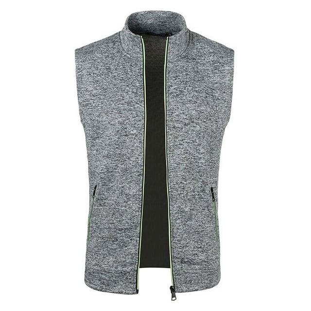 aohooy Gilet de Golf pour Homme Léger en Coquille Souple Chandail Gilet Vêtement d'Extérieur Sans Manches Veste à Fermeture Éclair Complète Randonnée Course Gilet Décontracté Manteau 2025 Gris,m