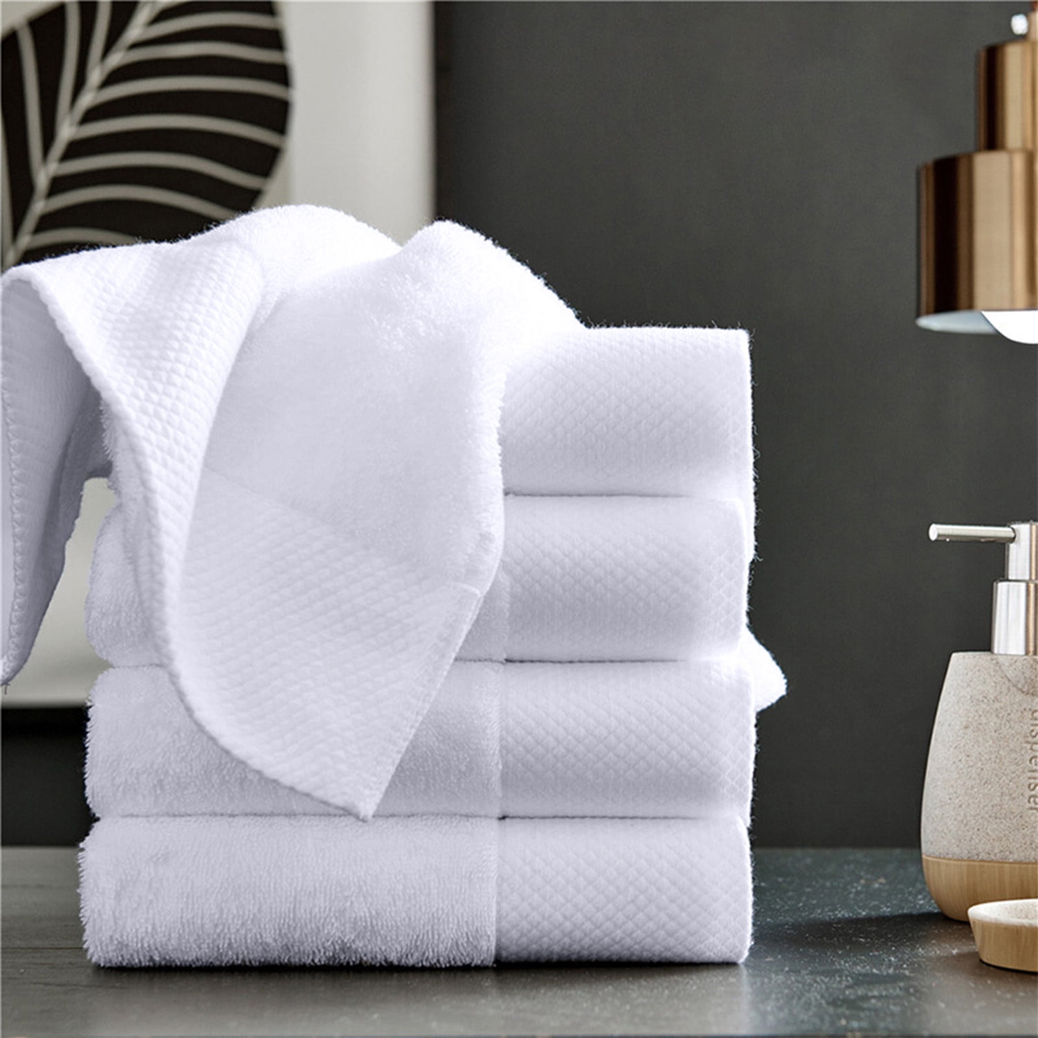 Htwon 100% Genuine Pakistan Cotton Premium Luxury Bath Towels Set,24*55  inch Bath Towels Absorbent, Soft, and Eco-Friendly,for Bathroom,Hotel  Quality- White 