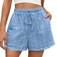 thumbnail image 3 of Women's Summer Casual Lace Elastic Waist Shorts Cute Eyelet Beach Vacation, 3 of 9