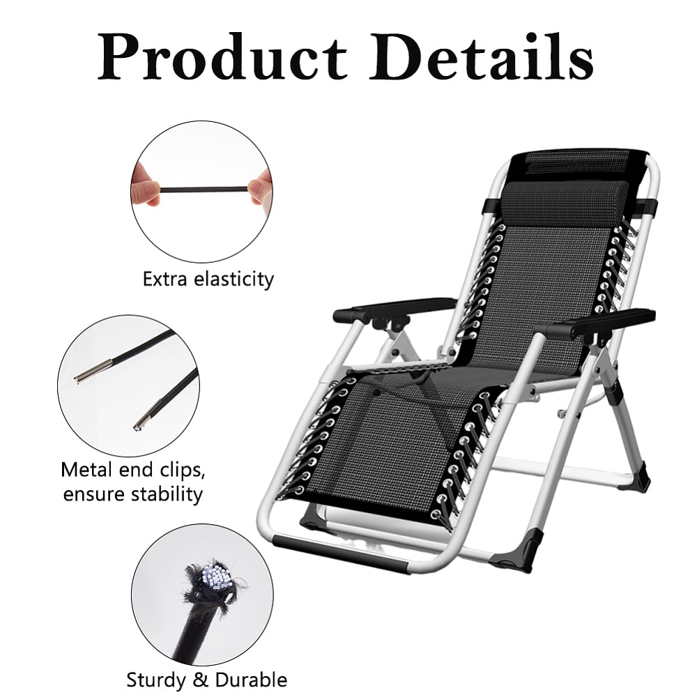 16Pcs 2 Sizes Replacement Cord Gravity Chair Black Elastic Cords Bungee Shock Cords Stretch String Cord