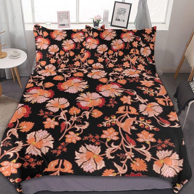HAHDAXIA Floral Pattern Bedding Solid Comforter Set for All Seasons,3 Pieces(1 Comforter+2 Pillowcases),Soft Microfiber Bedding Set Twin(86"x70")