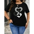 thumbnail image 1 of Stylish Regular Size Women'S Round Neck Short Sleeve T - Shirt with Breathable Fabric and Interlocked Heart Creative Pattern for Casual Wear, 1 of 6