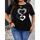 thumbnail image 1 of Stylish Regular Size Women'S Round Neck Short Sleeve T - Shirt with Breathable Fabric and Interlocked Heart Creative Pattern for Casual Wear, 1 of 6