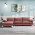 thumbnail image 1 of Aukfa 102" Wide Velvet Sectional Couch with Chaise for Living Room, Pink, 1 of 8