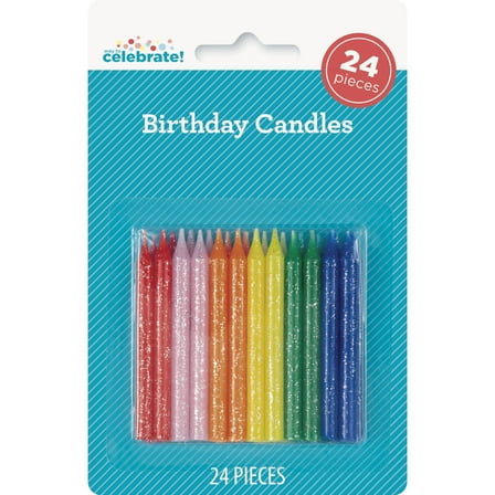 Multicolor Glitter Birthday Candles, 24 Pieces, by Way To Celebrate