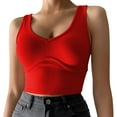 thumbnail image 2 of tarylea Tops for Women Trendy Wide Strap V Neck Crop Tops Solid Color Slim Fitted Tank Tops Casual Summer Trendy Stretch Camisole, 2 of 5