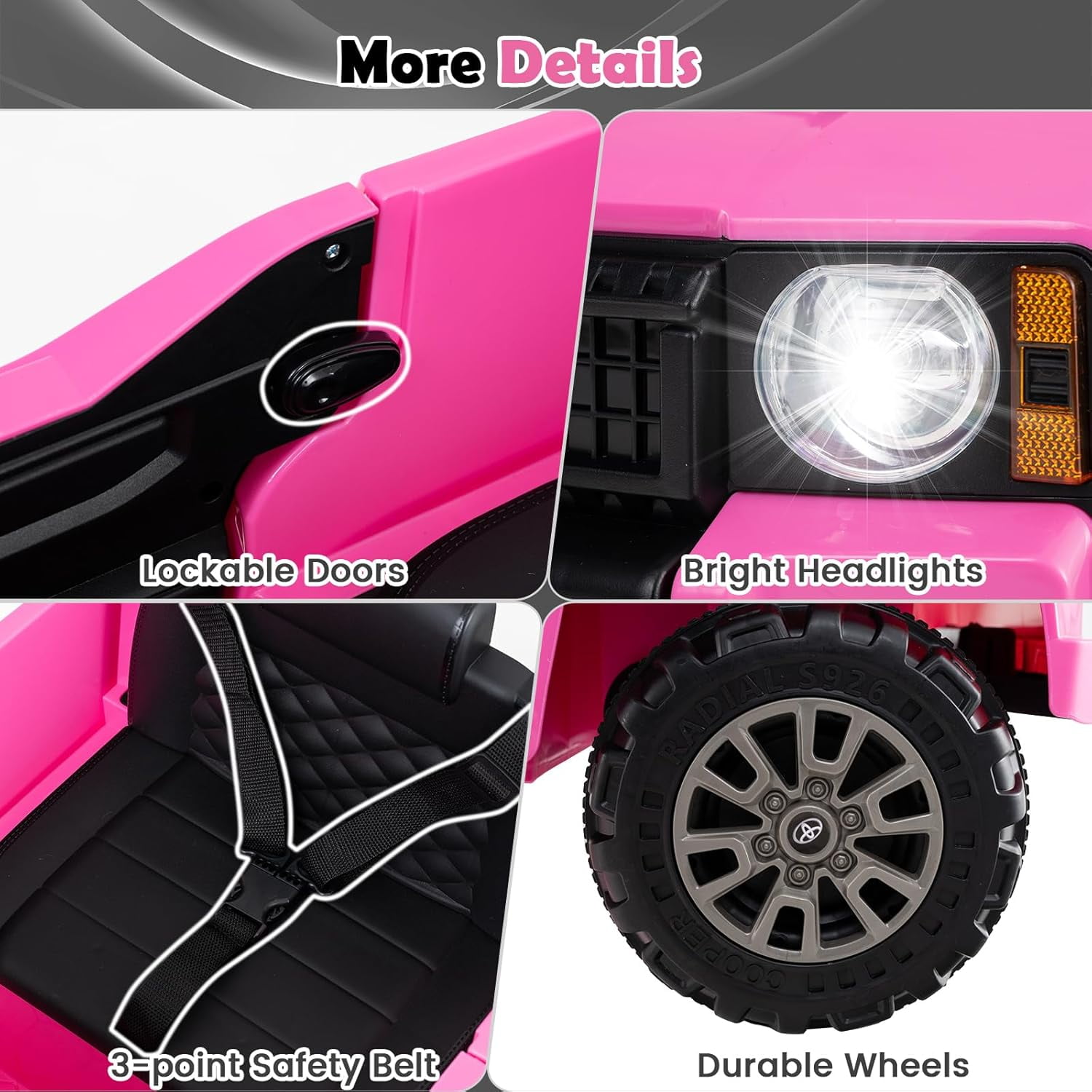 Licensed Toyota Ride on Car by OLAKIDS, Battery Powered Electric Vehicle for Kids with Remote Control, MP3, USB, Power Display, LED Lights, Suspension, Ride on Toy for 3+ Boys Girls