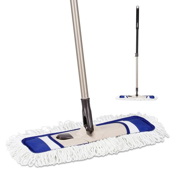 Eyliden Microfiber Dust Mop with Adjustable Long Handle, Wet & Dry Use (Blue)