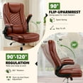 thumbnail image 3 of COOLHUT Big and Tall Office Chair, Executive Home Office Desk Chairs, Ergonomic Computer Faux Leather Desk Chair with Adjustable Flip-Up Arms, Lumbar Support Swivel Task Chair, Vintage Brown, 3 of 17