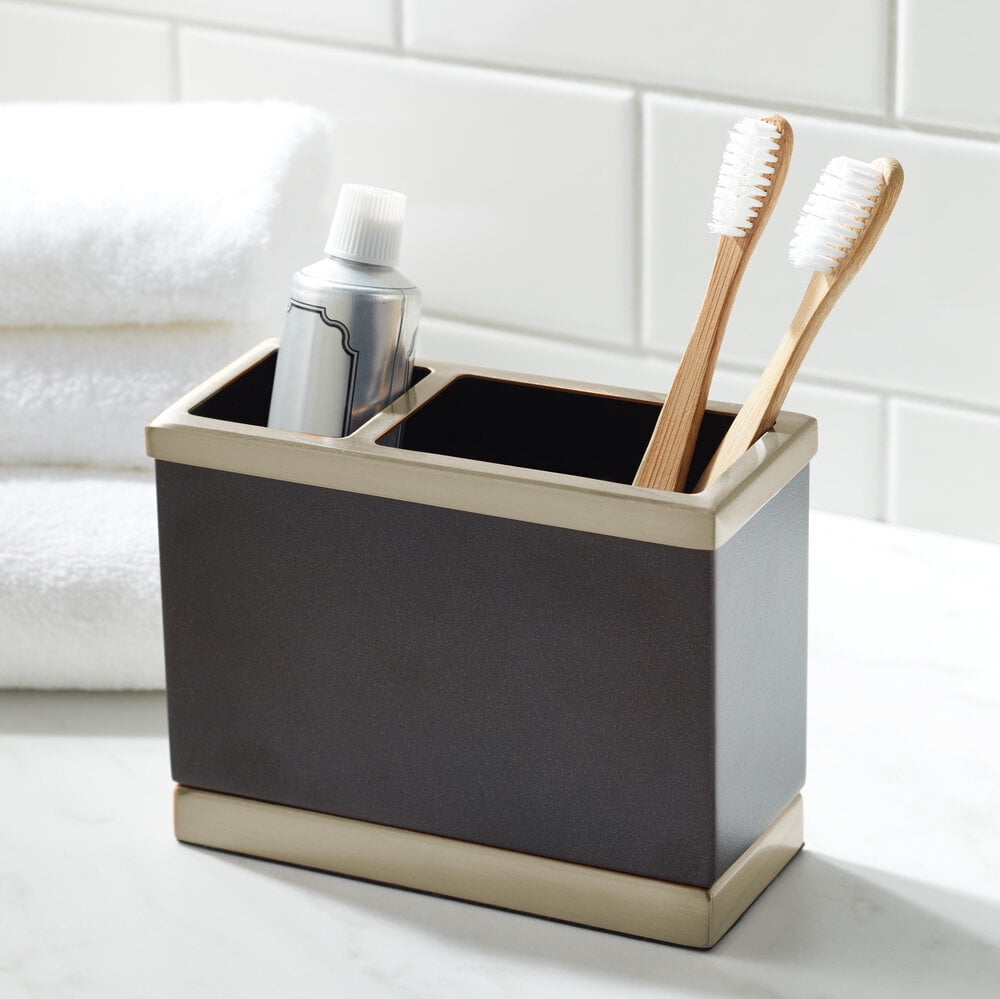 Better Homes Gardens Two Tone Metal Toothbrush Holder Bronze Walmart Com Walmart Com