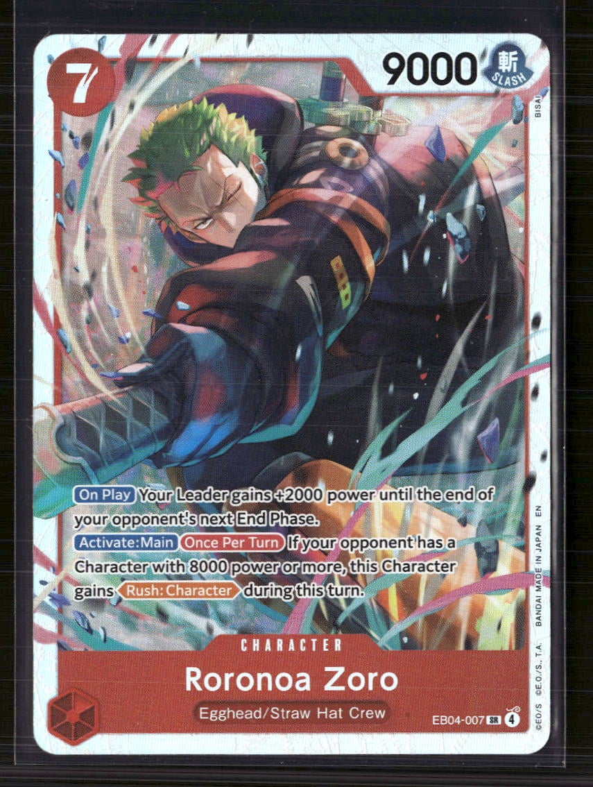 2024 One Piece Card Game Extra Booster Memorial Collection Roronoa Zoro Straw Hat Crew Egghead SR Super Rare