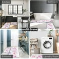thumbnail image 4 of Kitchen Rugs and Mats Non Skid Washable Set of 2, Pink Purple Rose Bloom Floral Kitchen Mats for Floor, Spring Flowers Bouquet Green \u200bLeaf Under Sink Mats for Kitchen, 4 of 6