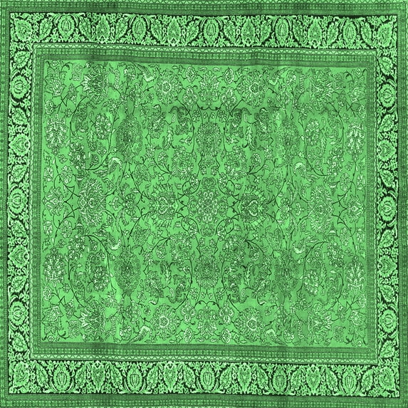 Ahgly Company Indoor Square Persian Emerald Green Traditional Area Rugs, 6' Square