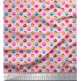 thumbnail image 1 of Soimoi Pink polyester Crepe Fabric Donuts Food Fabric Prints By Yard 52 Inch Wide, 1 of 3