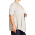 thumbnail image 2 of Women's Plus Size Short Sleeves Draped Open Front Solid Cardigan, 2 of 6
