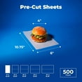thumbnail image 2 of [500 Pack] 6 x 10.75" Wax Paper Sheets for Food, Interfolded Precut Deli Paper, Pop Up Grease-Proof Sandwich Paper s, Waterproof for Lunch, Food Basket, Microwave Cover, BBQ, 2 of 4