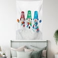 thumbnail image 4 of Snowman Tapestry, Print of 3 Happy Snow Elements in Striped Scarfs Mittens and Buckets on Head, Wall Hanging for Bedroom Living Room Dorm Decor, 40W X 60L Inches, Multicolor, by Ambesonne, 4 of 5