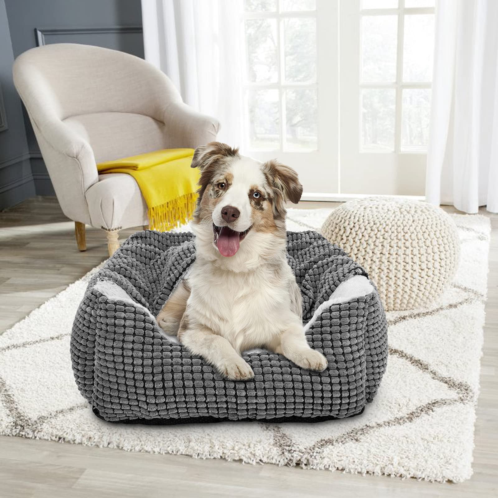 Dog Beds For Large Medium Small Dogs  Rectangle Cave Hooded Blanket Puppy Bed Luxury Cat Indoor Cats Warmth And Machine Washable (30 Inches Grey)