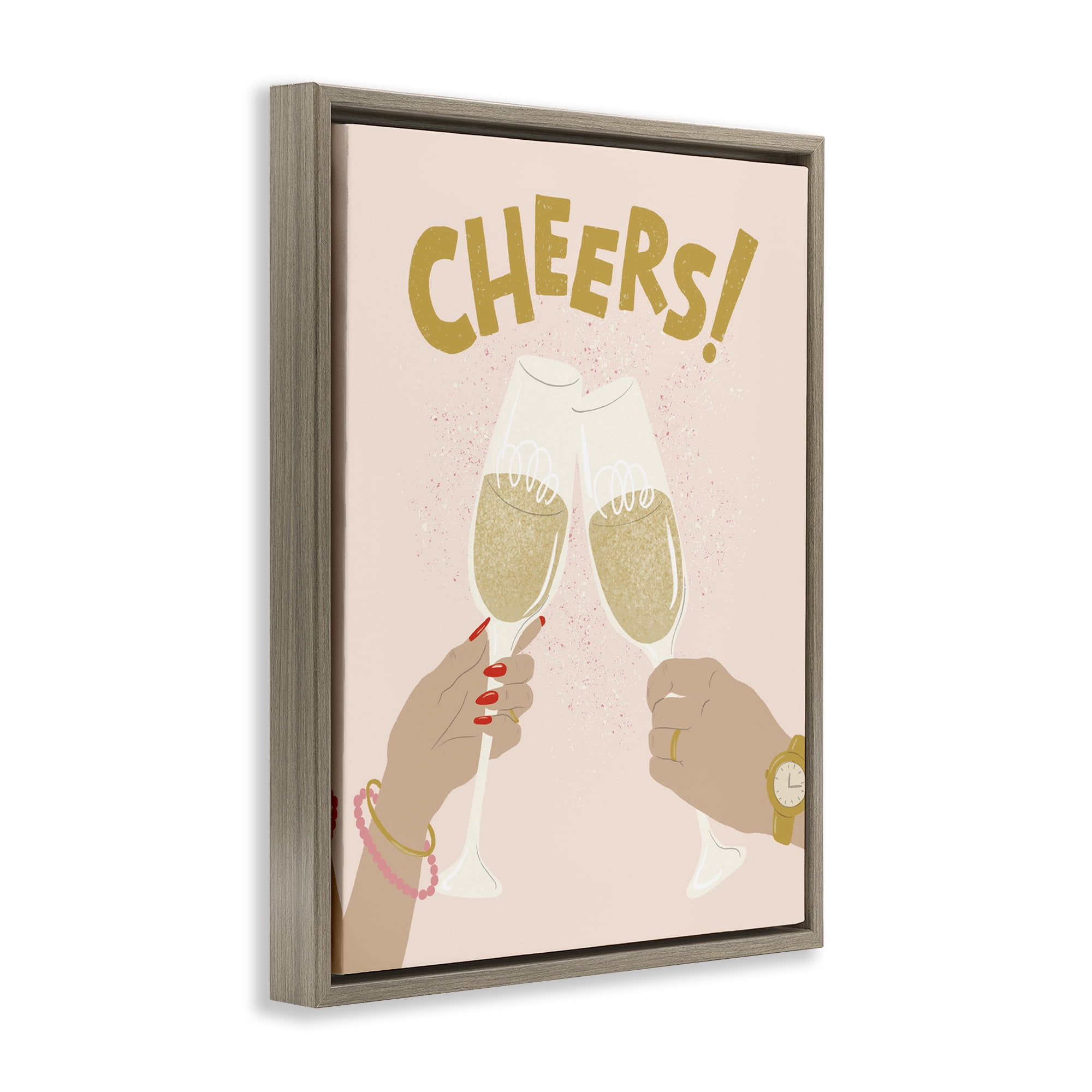 Stupell Industries Celebration Cheers Drinks Food & Beverage Painting Brown Floater Framed Canvas Art Print Wall Art, 17 x 21
