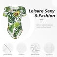 thumbnail image 4 of Fotbe Watercolor Green Tropical Body de Mujer con Cuello Redondo y Mangas Cortas, Sin Mangas Ajustado, Suave, Cómodo y Básico-Small, 4 of 7