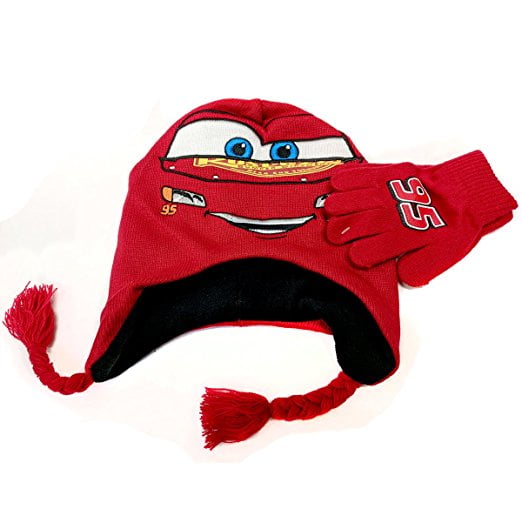 BOYS DISNEY MCQUEEN CARS HAT AND GLOVES SET BRAND NEW WITH TAGS 